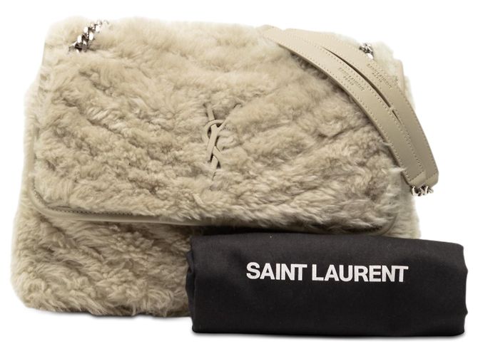 Borsa a spalla Niki media in shearling marrone Saint Laurent Beige - vista 8