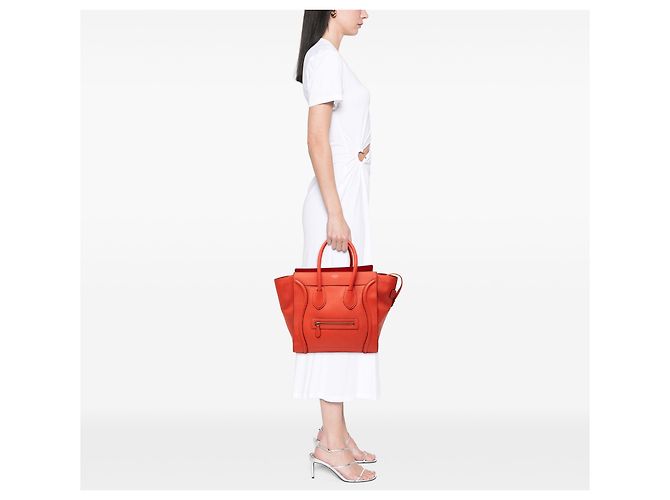 Luggage Céline Mini Sac de Voyage en Cuir Orange - vue 7