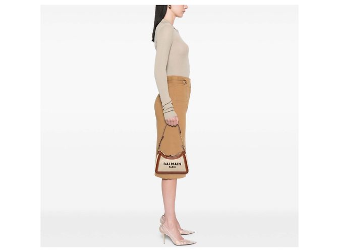 Balmain Beige Canvas B Army Logo Shoulder Bag - view 10