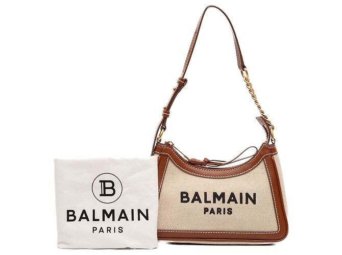Balmain Beige Canvas B Army Logo Shoulder Bag - view 11