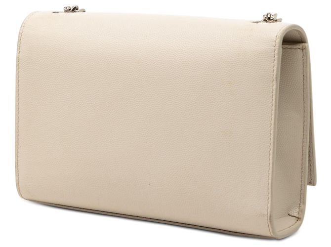 Saint Laurent Marrone Piccolo Grain de Poudre Monogramma Kate Borsa a Tracolla con Frange Beige - vista 2