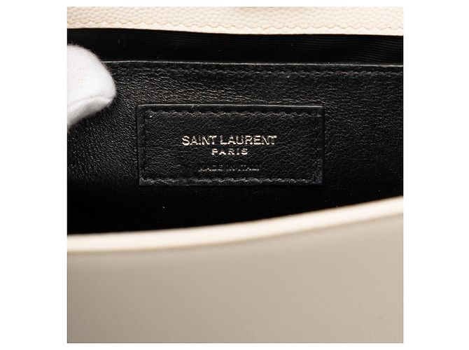 Saint Laurent Marrone Piccolo Grain de Poudre Monogramma Kate Borsa a Tracolla con Frange Beige - vista 5