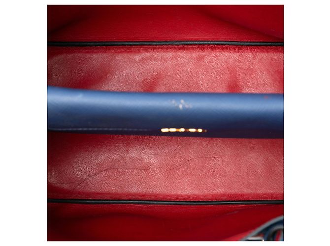 Prada Borsa doppia media in pelle Saffiano blu - vista 4
