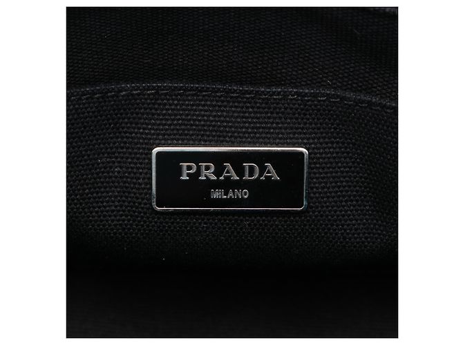 Borsa a tracolla camouflage in tela blu Canapa con logo Prada Blu scuro - vista 5