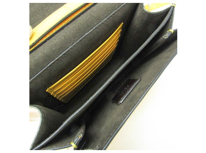 Borsa a spalla in pelle donna Fendi Calligraphy 8BT317 Giallo - vista 3