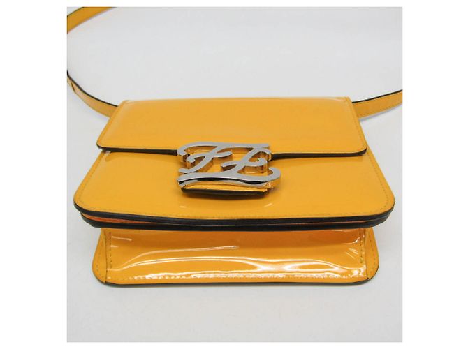 Borsa a spalla in pelle donna Fendi Calligraphy 8BT317 Giallo - vista 4
