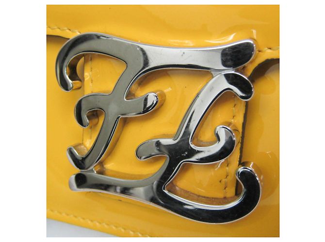 Borsa a spalla in pelle donna Fendi Calligraphy 8BT317 Giallo - vista 6