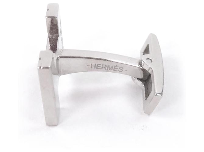 Gemelli in argento con design H-Logo di Hermès - vista 2