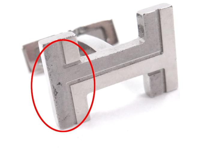 Gemelli in argento con design H-Logo di Hermès - vista 6