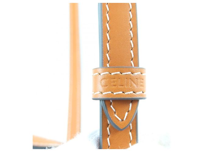 Céline Borsa Cubo Piccola Celine - Tela Logo Triomphe Miele Giallo - vista 13
