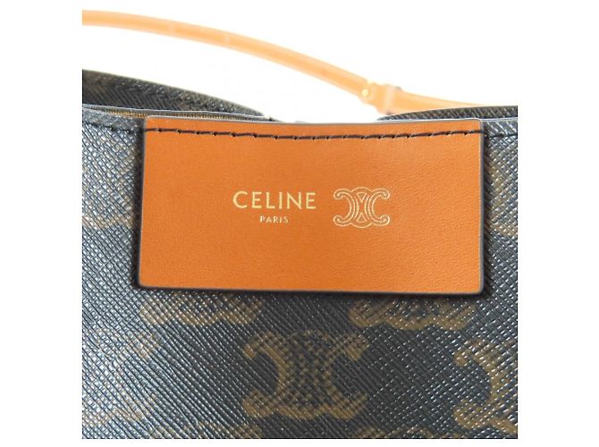 Céline Borsa Cubo Piccola Celine - Tela Logo Triomphe Miele Giallo - vista 9