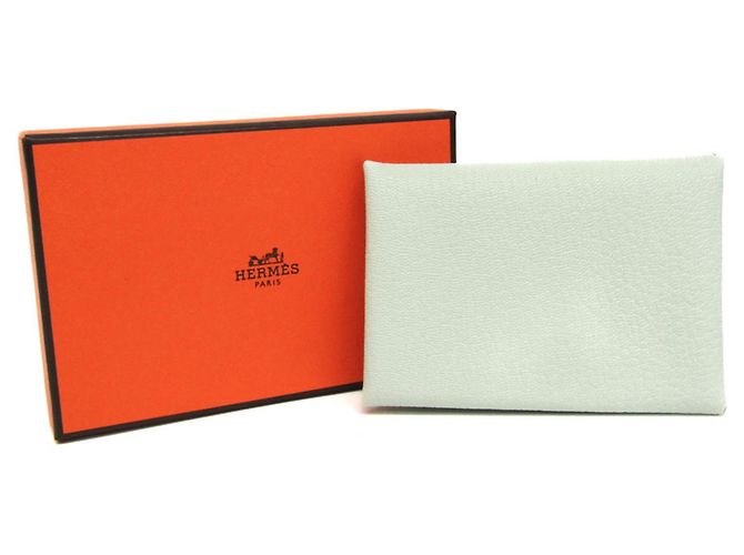 Tarjetero Calvi Duo de cuero de cabra Hermès Verde claro - vista 2