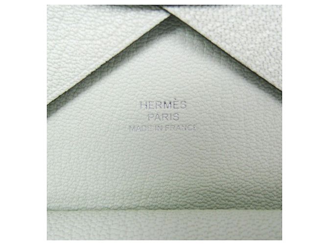 Tarjetero Calvi Duo de cuero de cabra Hermès Verde claro - vista 8