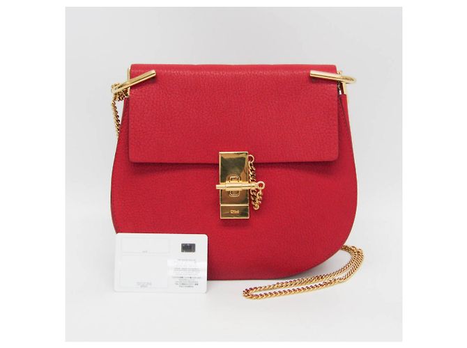 Borsa a spalla in pelle Chloé Drew 3S1031 per donna Rosso - vista 2