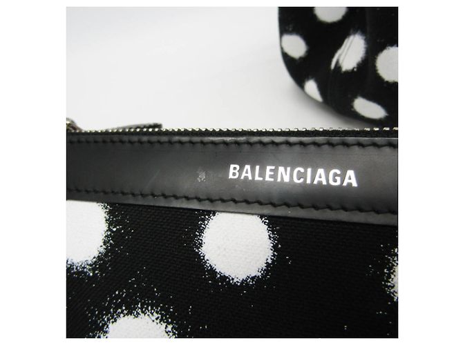 Everyday Balenciaga Navy Cabas S Dot Print Handtasche Schwarz Weiß - Ansicht 12