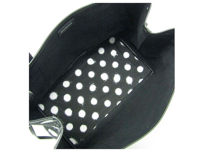 Everyday Balenciaga Navy Cabas S Dot Print Handtasche Schwarz Weiß - Ansicht 3
