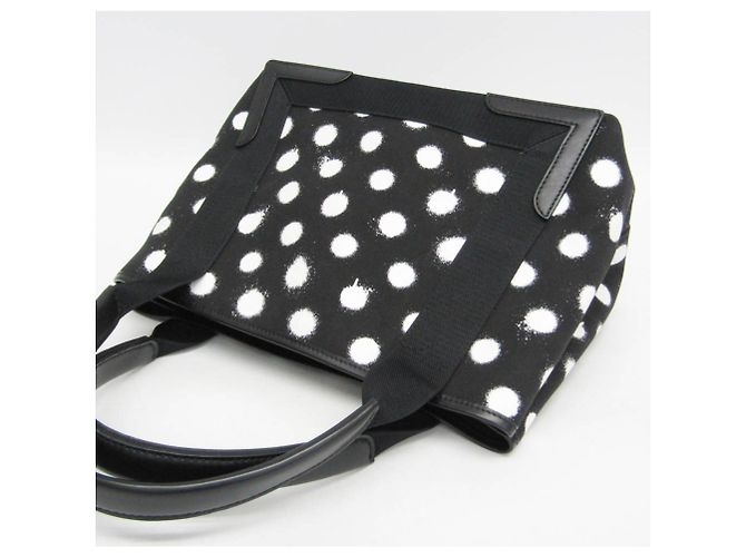 Everyday Balenciaga Navy Cabas S Dot Print Handtasche Schwarz Weiß - Ansicht 9