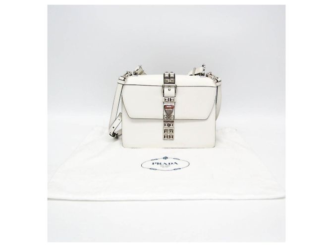 Borsa in pelle da donna Prada Electra Studs 1BD120 Bianco - vista 2