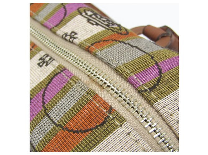 Borsa Boston Small Orb Stripe di Vivienne Westwood Marrone Verde - vista 13