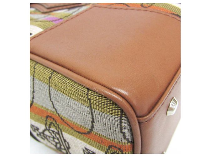 Borsa Boston Small Orb Stripe di Vivienne Westwood Marrone Verde - vista 4