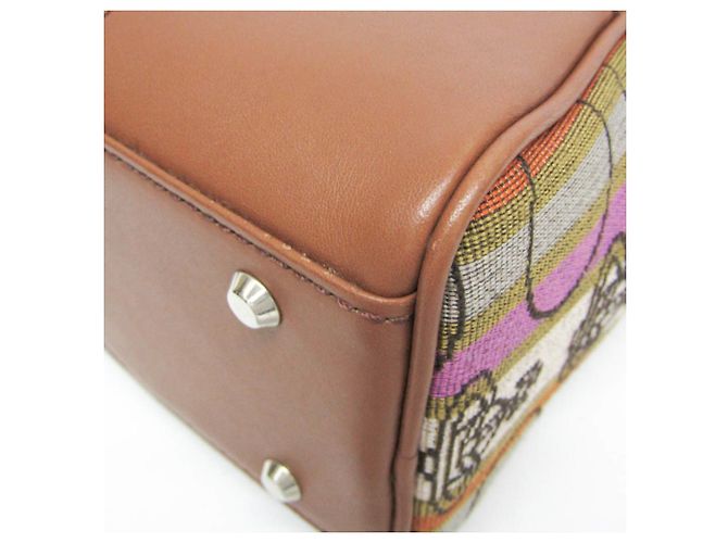 Borsa Boston Small Orb Stripe di Vivienne Westwood Marrone Verde - vista 5