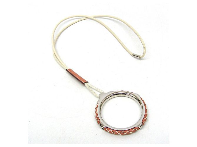 Hermès Collana Pendente Tresse Grand Kyoto Hermes Loop Marrone Bianco - vista 3