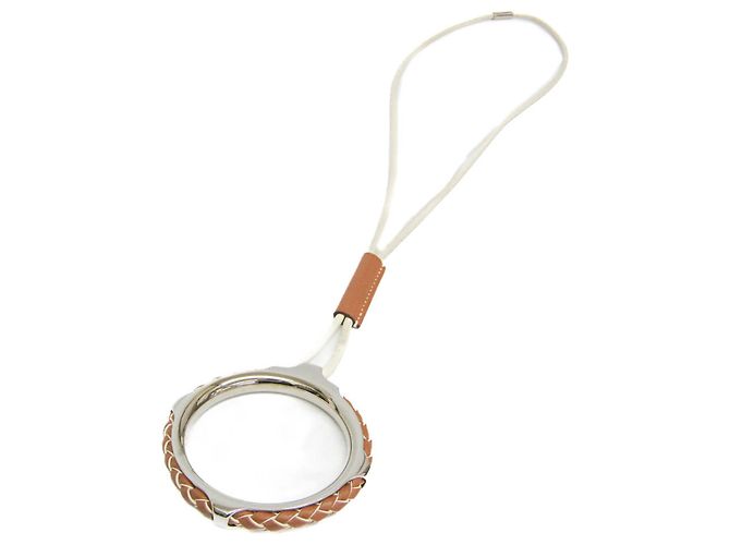 Hermès Collana Pendente Tresse Grand Kyoto Hermes Loop Marrone Bianco - vista 4