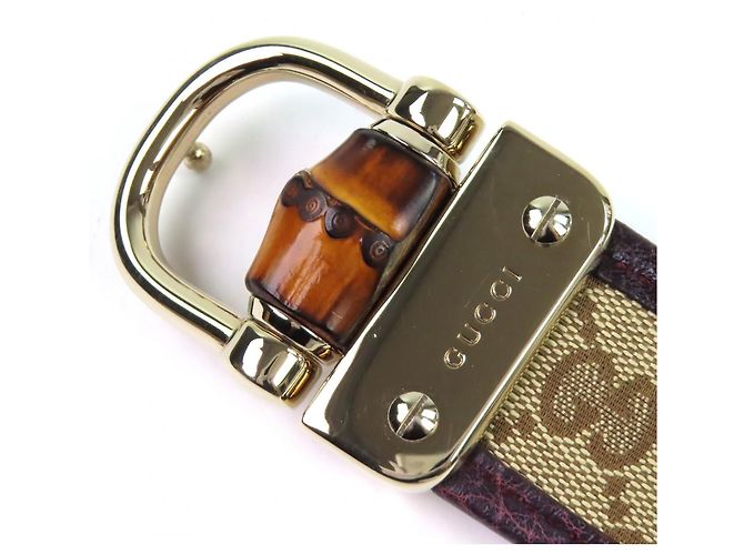 Cinturón de lona GG con detalles de cuero Bamboo de Gucci - vista 2