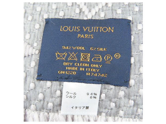 Sciarpa in lana e seta grigia Louis Vuitton Marrone - vista 7