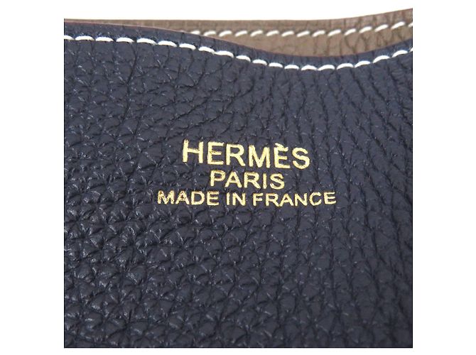 Hermès Borsa Tote Double Sens 45 HERMES Blu Taupe - vista 10