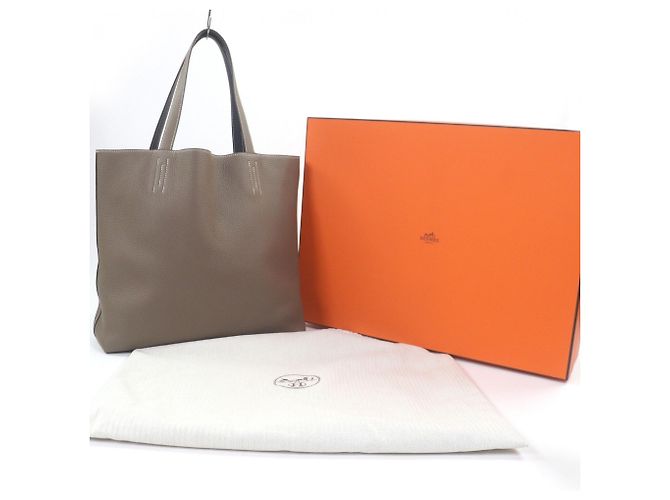 Hermès Borsa Tote Double Sens 45 HERMES Blu Taupe - vista 2