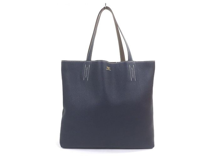 Hermès Borsa Tote Double Sens 45 HERMES Blu Taupe - vista 4