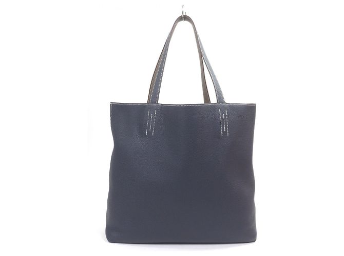 Hermès Borsa Tote Double Sens 45 HERMES Blu Taupe - vista 5