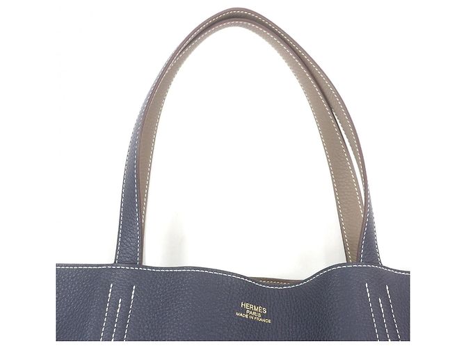Hermès Borsa Tote Double Sens 45 HERMES Blu Taupe - vista 9