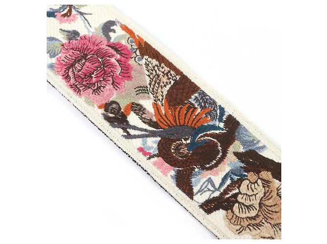Borsa a spalla ricamata con fiori Christian Dior Nero Multicolore Beige - vista 4