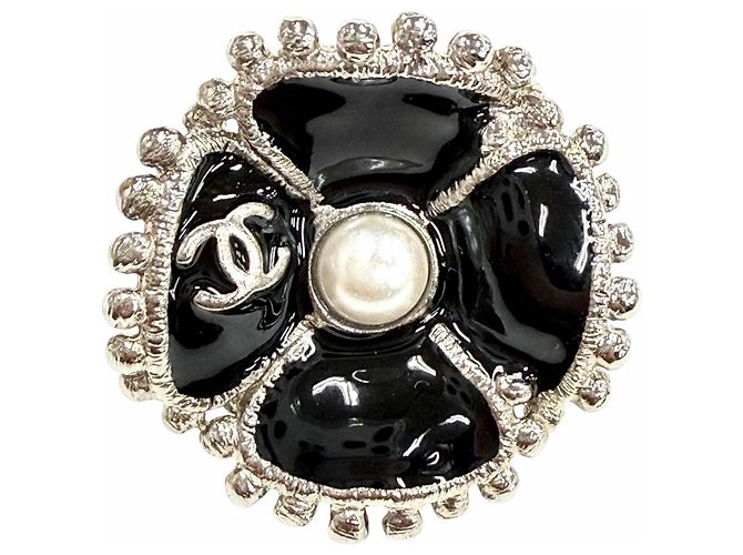 Chanel F23K ABC214 Kamelie Perlen Coco Mark Ohrringe Schwarz - Ansicht 5