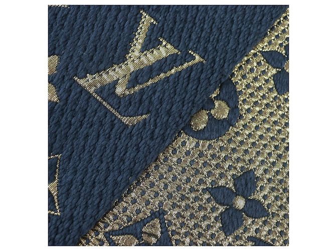 Sciarpa Logomania Shine Louis Vuitton D'oro Blu navy - vista 5