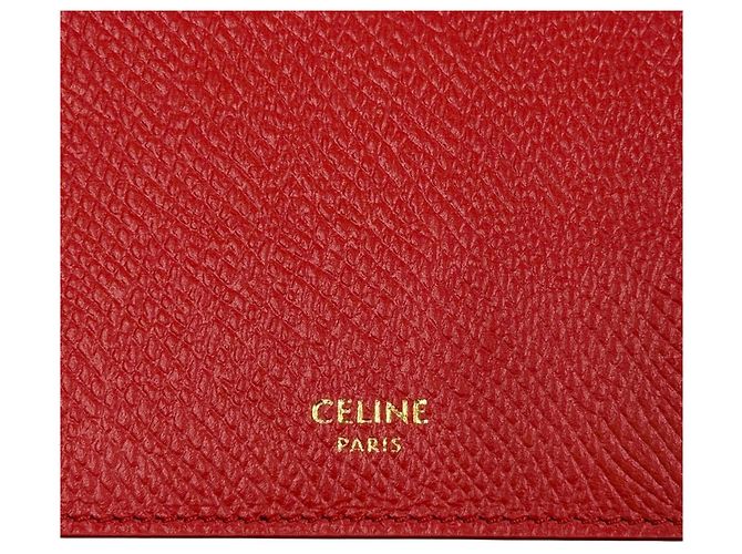 Céline Porta-cartões de visita em couro Triomphe com zíper da CELINE Vermelho - vista 9