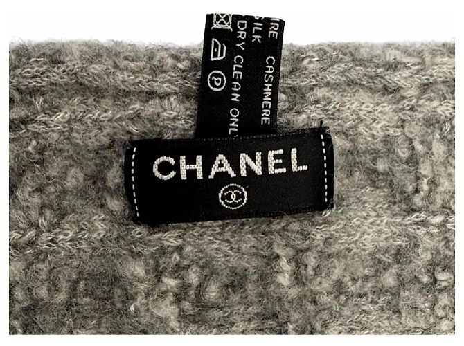 Chanel Grauer Kaschmir-Seiden-Schal Braun - Ansicht 6