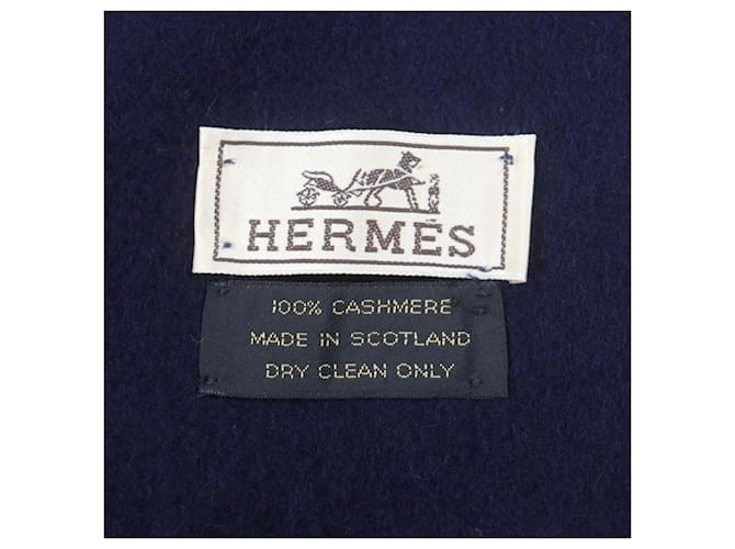 Stola 100% Cashmere Hermès Blu navy - vista 6