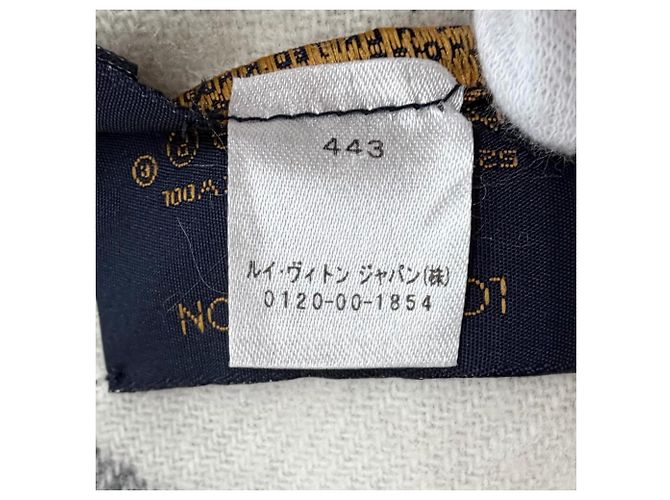 Sciarpa in cashmere e lana con frange Monogram Louis Vuitton Marrone Bianco sporco - vista 10