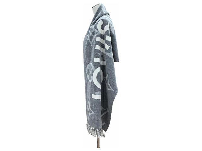 Sciarpa in cashmere e lana con frange Monogram Louis Vuitton Marrone Bianco sporco - vista 4