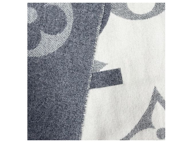 Sciarpa in cashmere e lana con frange Monogram Louis Vuitton Marrone Bianco sporco - vista 6