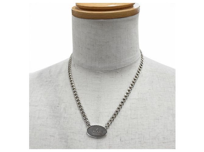 Collana a catena con placca ovale con marchio Gucci 797142 Argento - vista 2