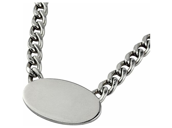 Collana a catena con placca ovale con marchio Gucci 797142 Argento - vista 4