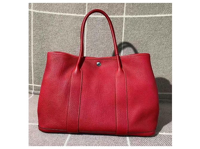 Borsa Hermès Garden Party 36 in pelle TC rossa Rosso - vista 4