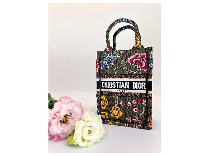 Borsa Dior "Mini Book Tote" in tela floreale Multicolore - vista 12