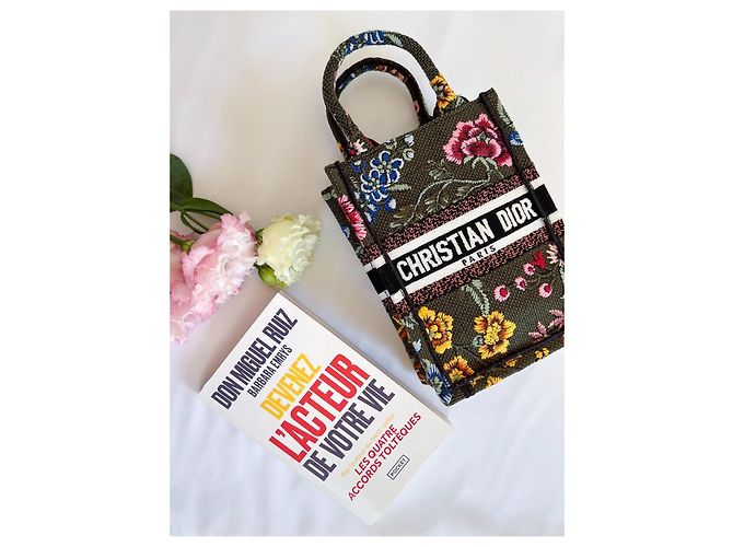 Borsa Dior "Mini Book Tote" in tela floreale Multicolore - vista 4