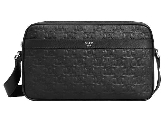Céline Messenger Medio In Pelle Di Vitello Con Borsa Triomphe Embossed - vista 4