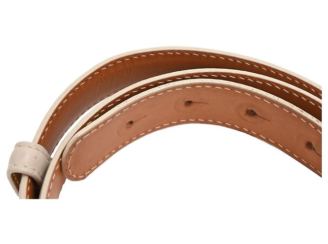 Ceinture Loro Piana en cuir crème Blanc Écru - vue 10